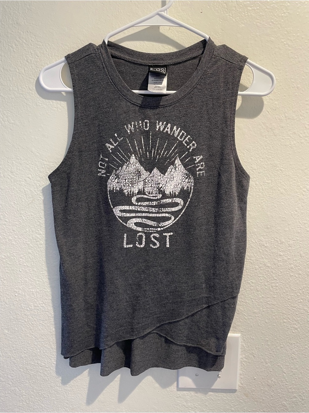 🏕️ Cute Modern Lux Gorpcore Mountain Tank Top ⛰️ Grey
